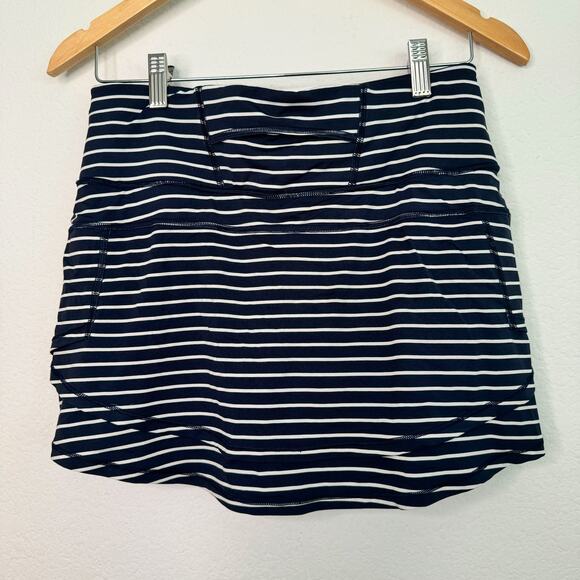 Athleta Stealth Navy Striped Tennis Skirt Skort - Picture 3 of 9